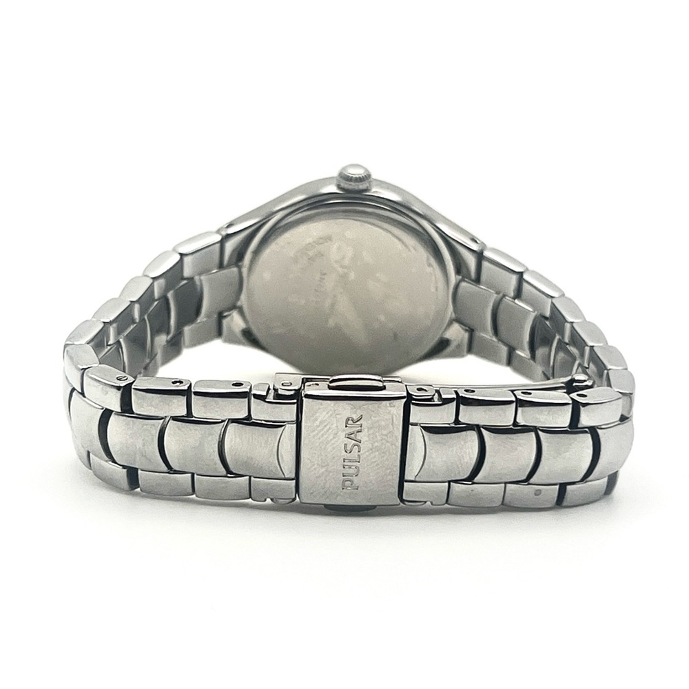 Womens Watch Pulsar Silver and Black with Crystal Accents 5.5 Wrist New Battery - Picture 4 of 11